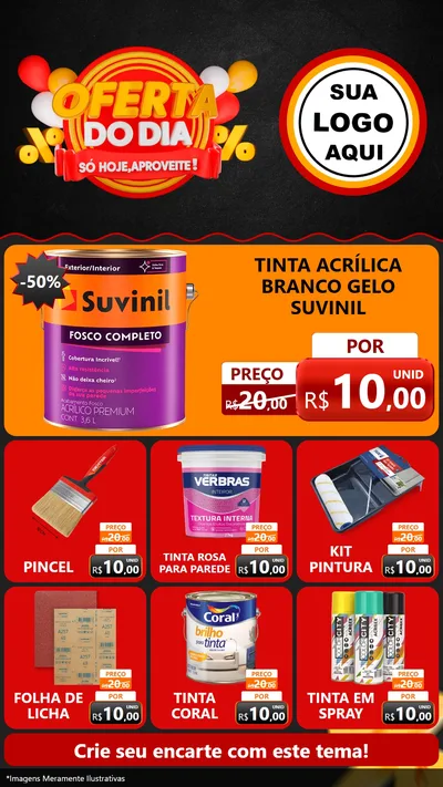Modelo de Rede Social para Stories com o tema Oferta do Dia - Só hoje, Aproveite! para Tintas e Ferramentas
