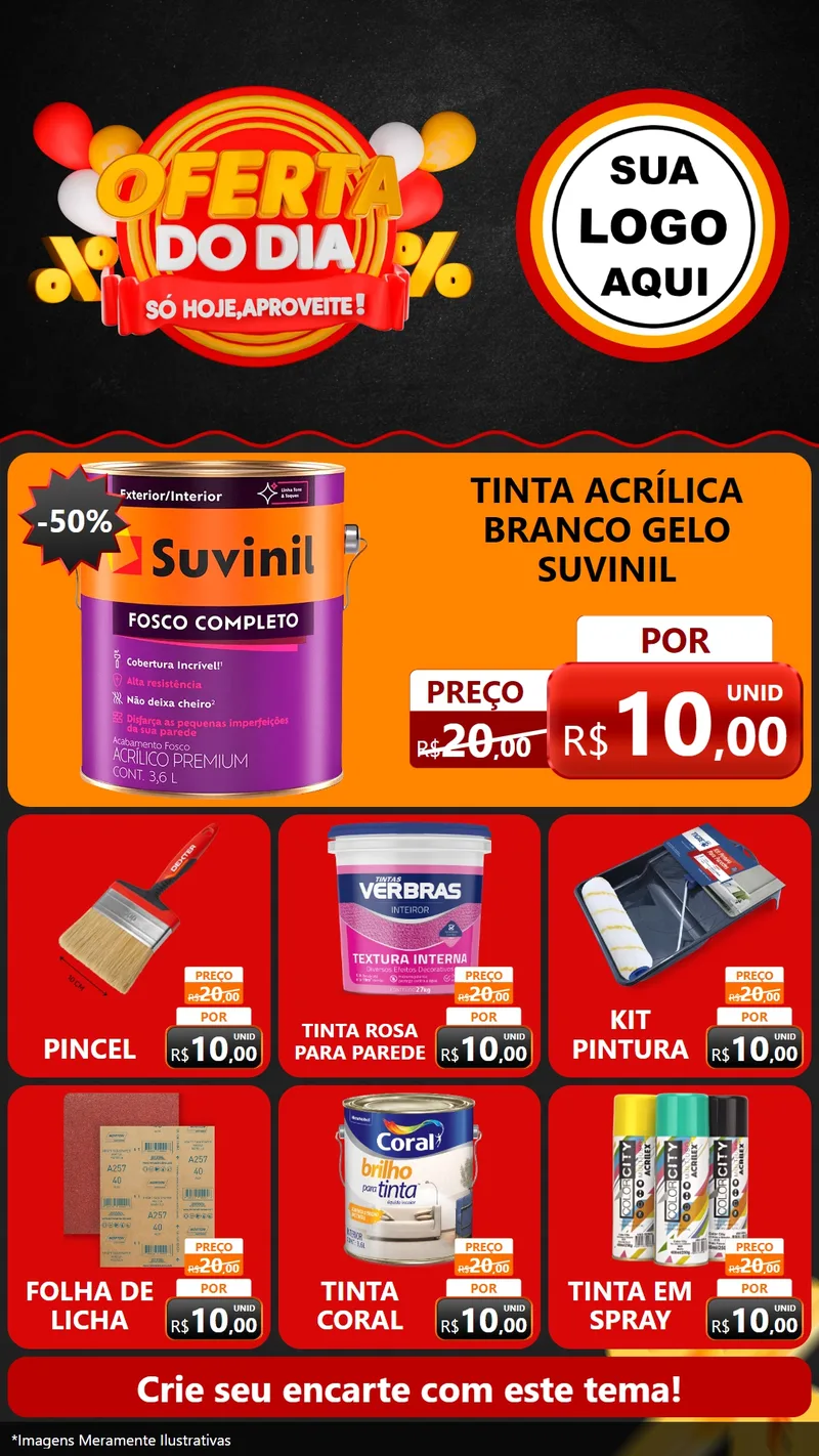 Modelo de Rede Social para Stories com o tema Oferta do Dia - Só hoje, Aproveite! para Tintas e Ferramentas