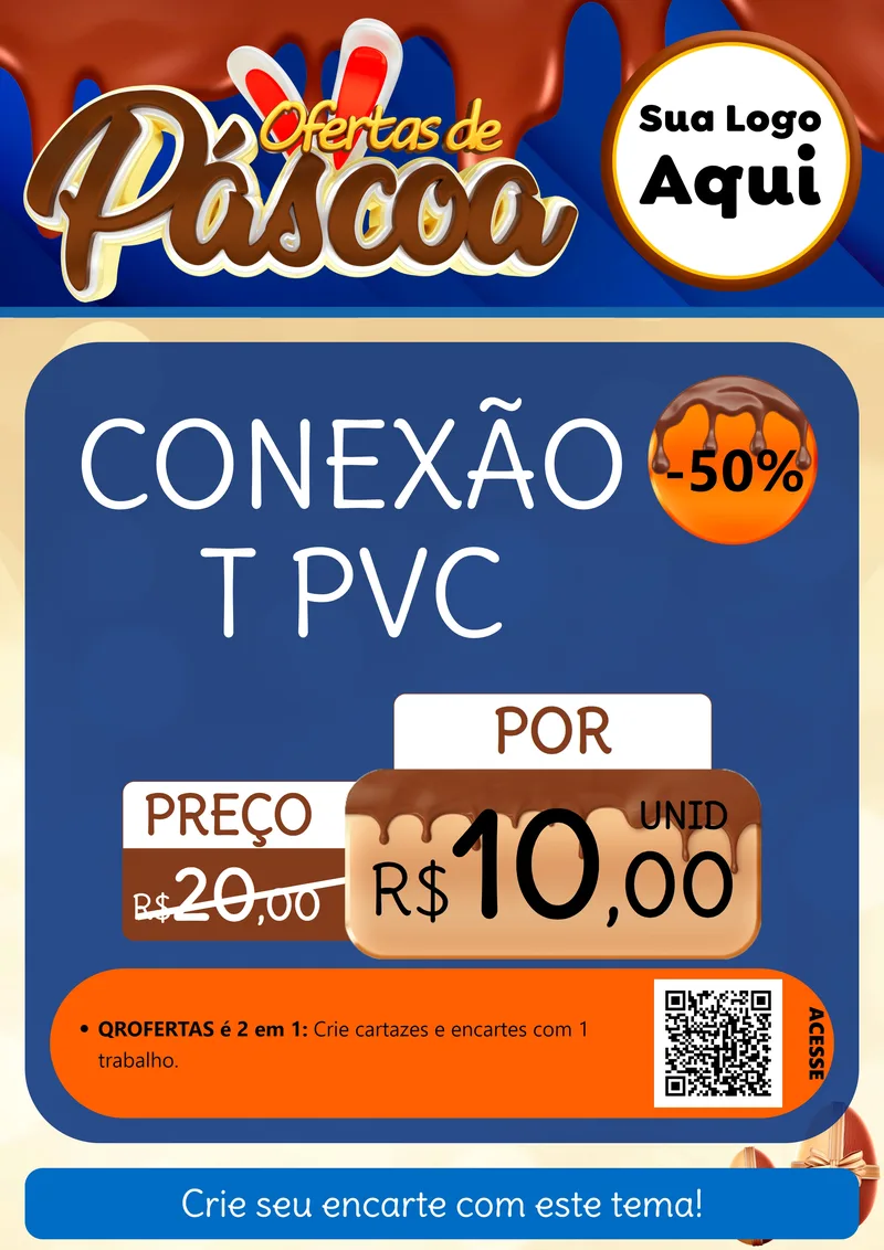 Modelo de Cartaz para Cartaz A4 Vertical com o tema Ofertas de Páscoa para Tubos e conexões