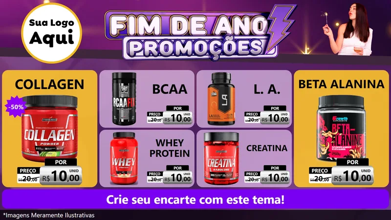 Modelo de TV para TV Horizontal com o tema Fim de Ano Promoções para Suplementos alimentares