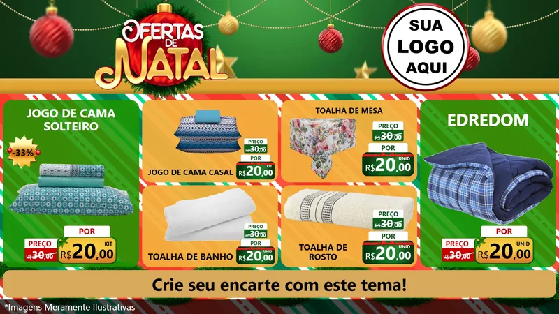 Modelo de TV para TV Horizontal com o tema Ofertas de Natal para Cama, Mesa e Banho