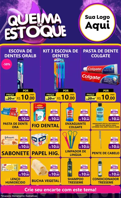 Modelo de Encarte para Encarte Grande com o tema Queima de Estoque para Higiene Pessoal