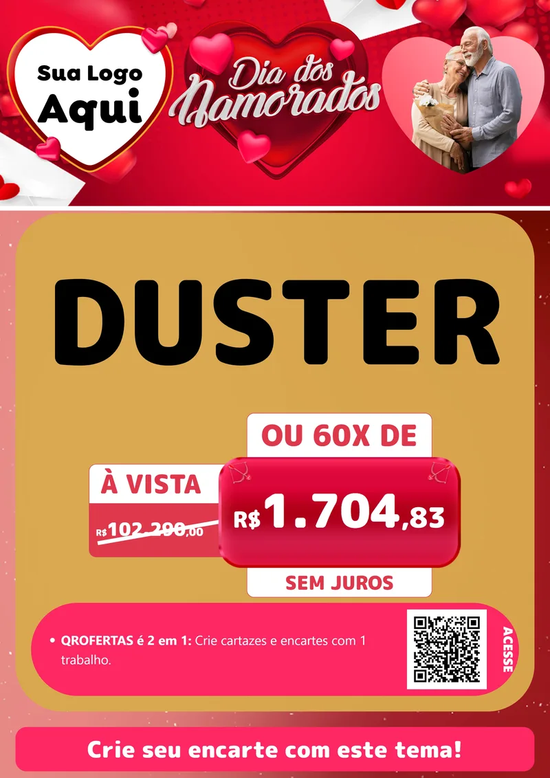 Modelo de Cartaz para Cartaz A4 Vertical com o tema Dia Dos Namorados para Concessionaria de Carros