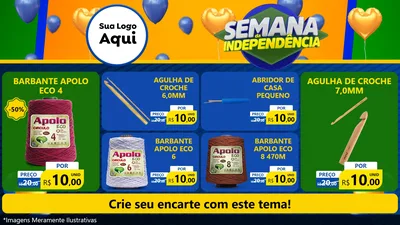 Modelo de TV para TV Horizontal com o tema Semana da Independência para Armarinho e Aviamentos