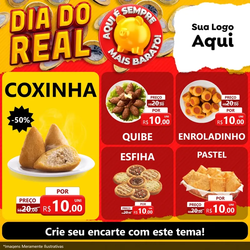 Modelo de Rede Social para Feed Facebook com o tema Dia Do Real para Salgadaria