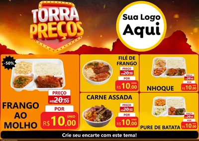 Modelo de Encarte para Encarte A4 Horizontal com o tema Torra Preços para Restaurante