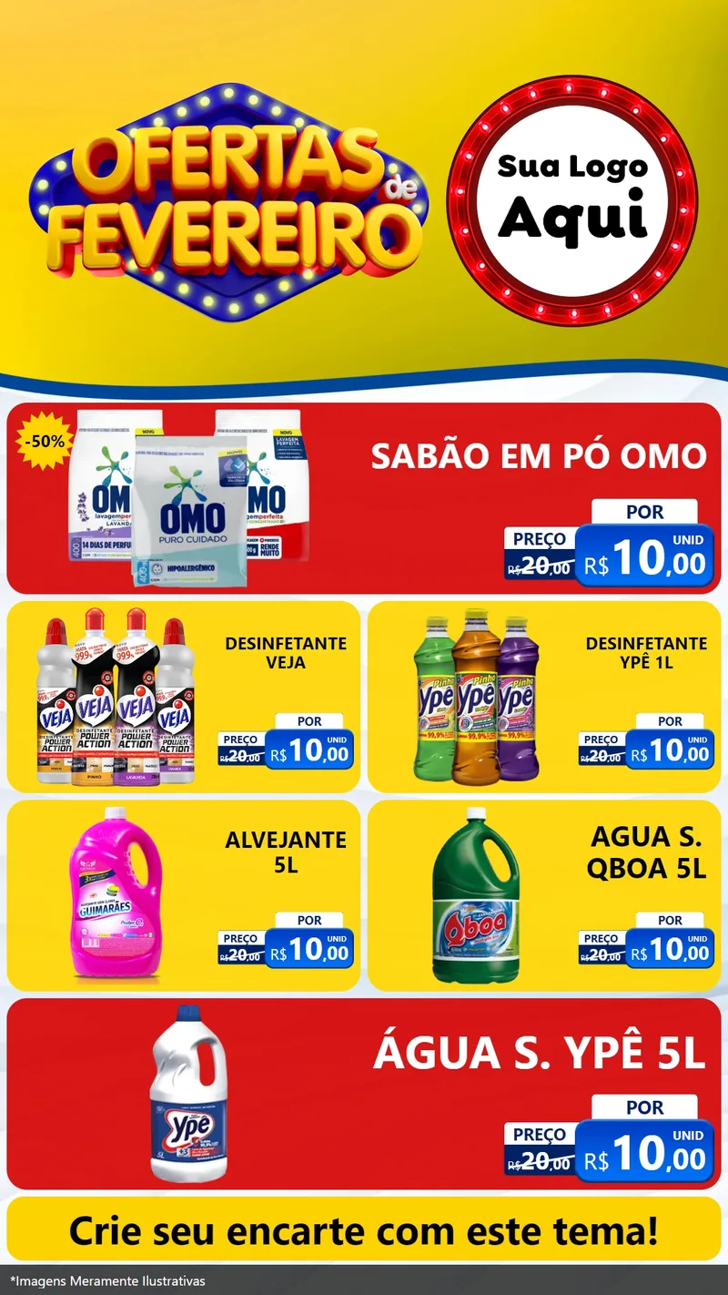 Modelo de TV para TV Vertical com o tema Ofertas de Fevereiro para Produtos de Limpeza