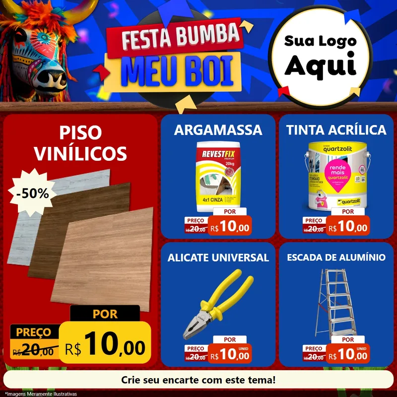 Modelo de Rede Social para Feed Facebook com o tema Festa Bumba meu Boi para Material para Construção