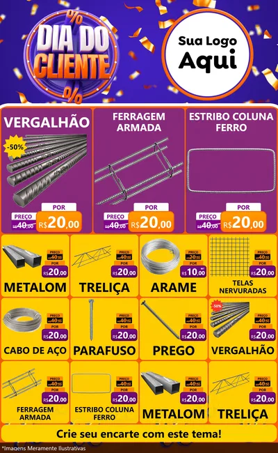 Modelo de Encarte para Encarte Grande com o tema Dia do Cliente para Ferragens