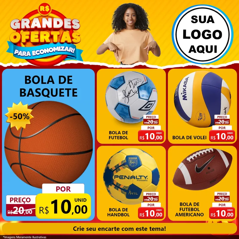 Modelo de Rede Social para Feed Facebook com o tema Grandes Ofertas Para Economizar! para Artigos Esportivos