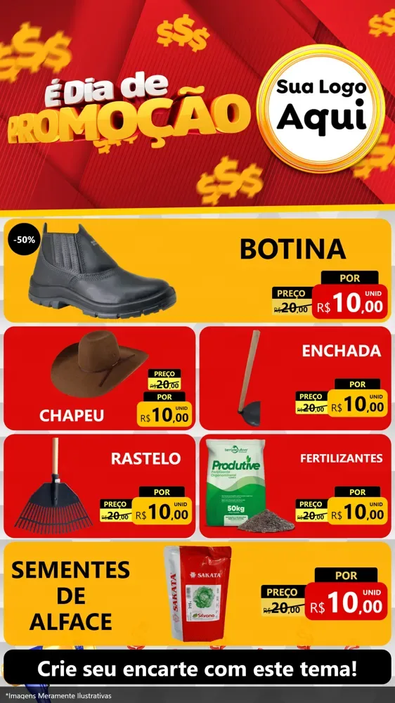 Modelo de TV para TV Vertical com o tema É Dia De Promoção para Agropecuária