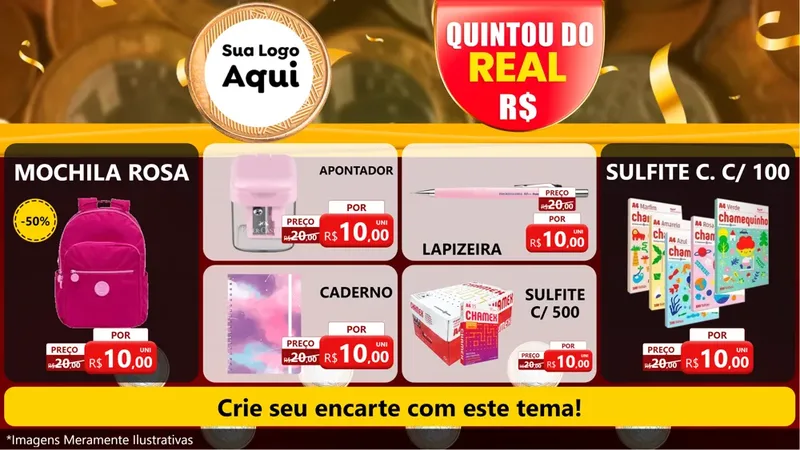 Modelo de TV para TV Horizontal com o tema Quintou do Real para Papelaria