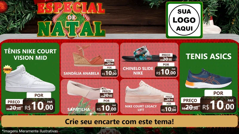 Modelo de TV para TV Horizontal com o tema Especial de Natal para Calçados