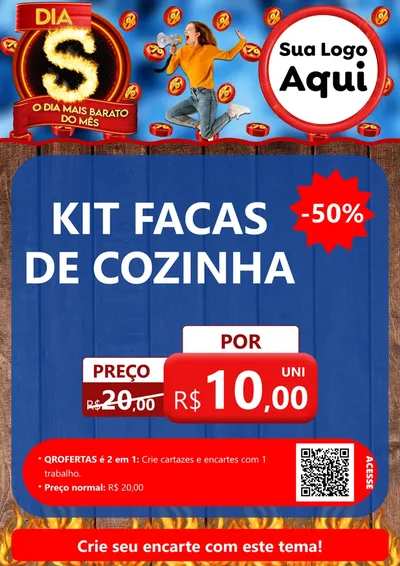 Modelo de Cartaz para Cartaz A4 Vertical com o tema Dia S - O Dia Mais Barato Do Mês para Utilidades Domésticas