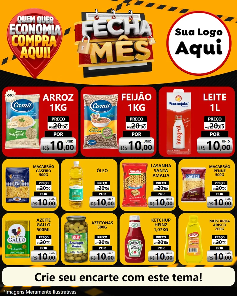 Modelo de Rede Social para Feed Instagram com o tema Fecha Mês para Supermercado