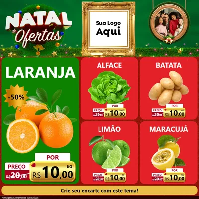 Modelo de Rede Social para Feed Facebook com o tema Natal de Ofertas para Hortifrúti