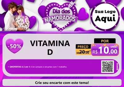 Modelo de Cartaz para Cartaz A4 Horizontal com o tema Dia dos Namorados para Farmácia