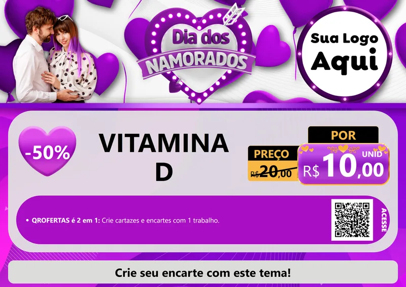 Modelo de Cartaz para Cartaz A4 Horizontal com o tema Dia dos Namorados para Farmácia