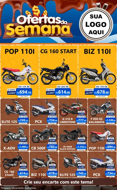 Modelo de Encarte para Encarte Grande com o tema Ofertas da Semana - Páscoa para Concessionaria de Motos