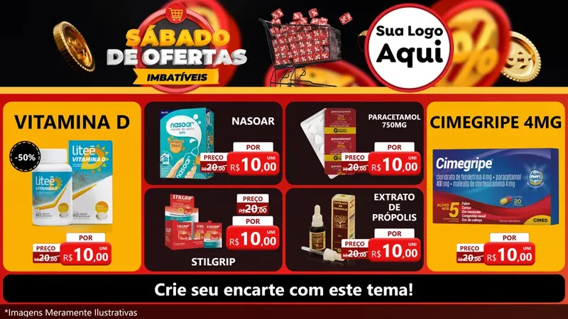 Modelo de TV para TV Horizontal com o tema Sábado de Ofertas Imbatíveis para Farmácia