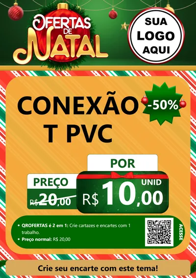 Modelo de Cartaz para Cartaz A4 Vertical com o tema Ofertas de Natal para Tubos e conexões