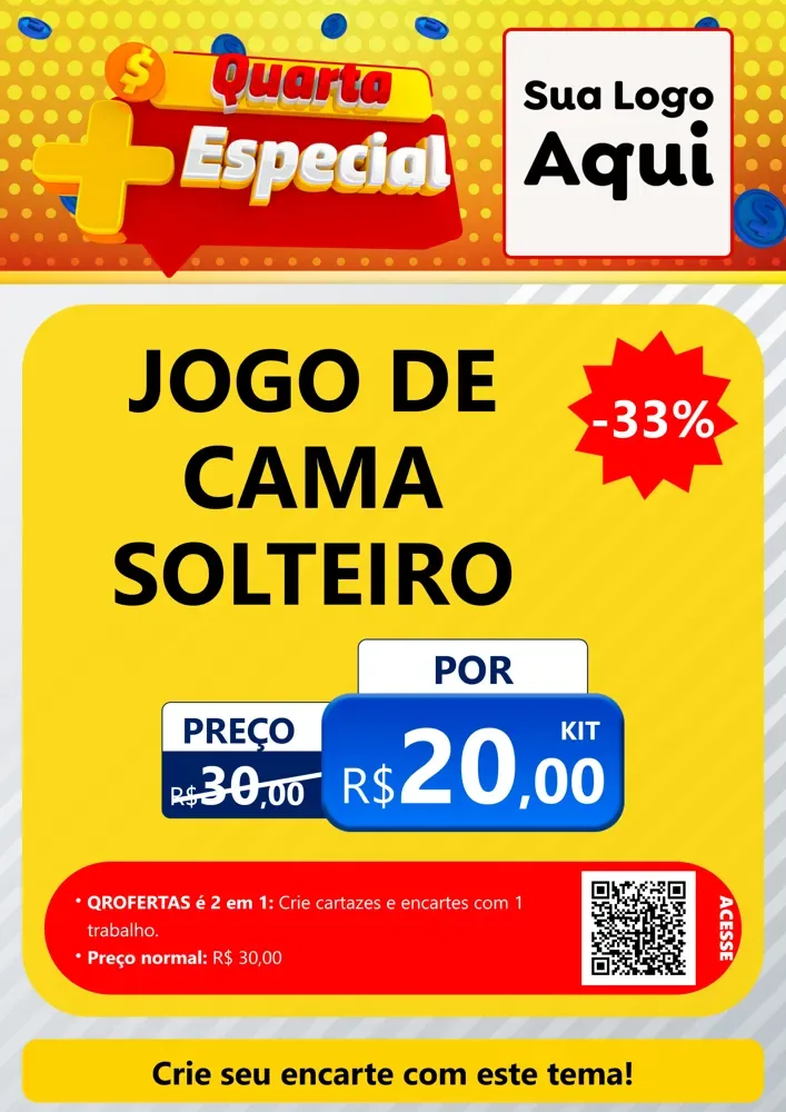 Modelo de Cartaz para Cartaz A4 Vertical com o tema Quarta Mais Especial para Cama, Mesa e Banho