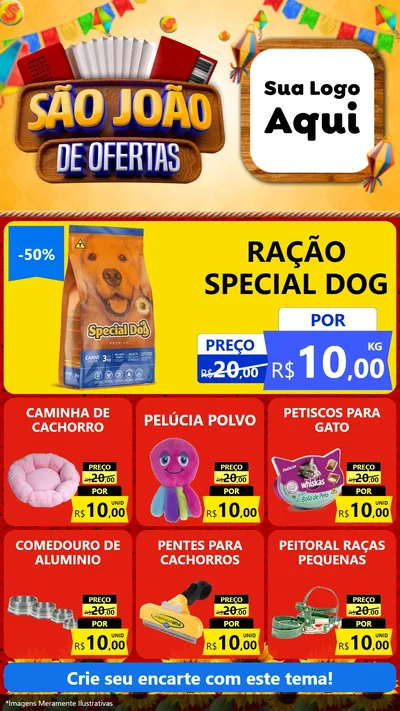 Modelo de Rede Social para Stories com o tema São João de Ofertas para Pet Shop