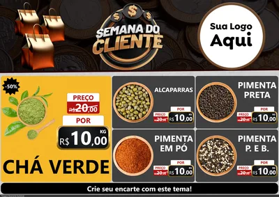 Modelo de Encarte para Encarte A4 Horizontal com o tema Semana do Cliente para Produtos Naturais