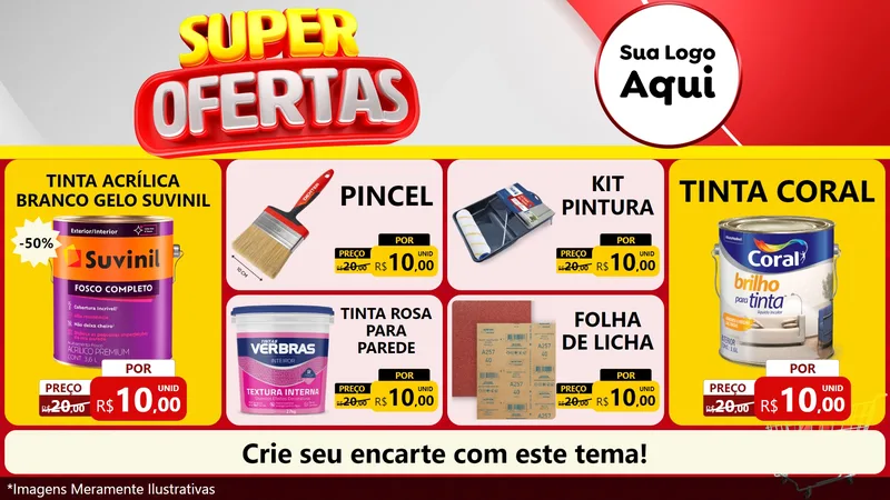 Modelo de TV para TV Horizontal com o tema Super Ofertas para Tintas e Ferramentas