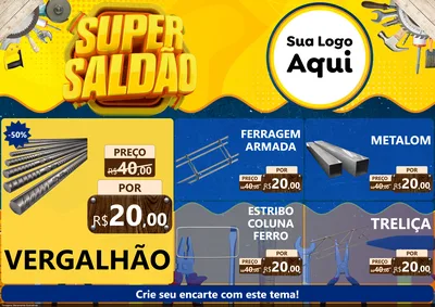 Modelo de Encarte para Encarte A4 Horizontal com o tema Super Saldão para Ferragens