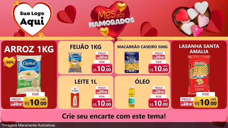Modelo de TV para TV Horizontal com o tema Mês dos Namorados para Supermercado