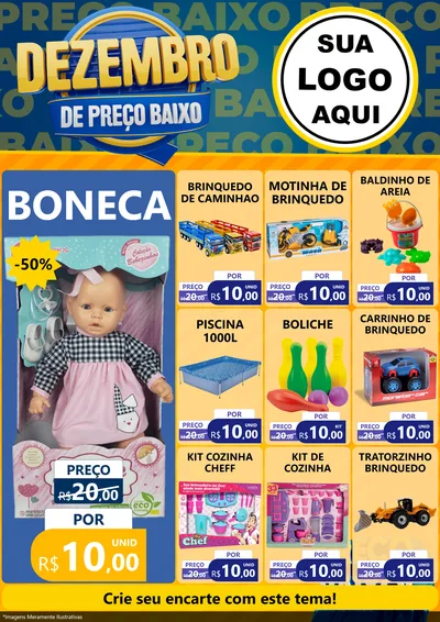 Modelo de Encarte para Encarte A4 Vertical com o tema Dezembro de Preço Baixo para Brinquedos