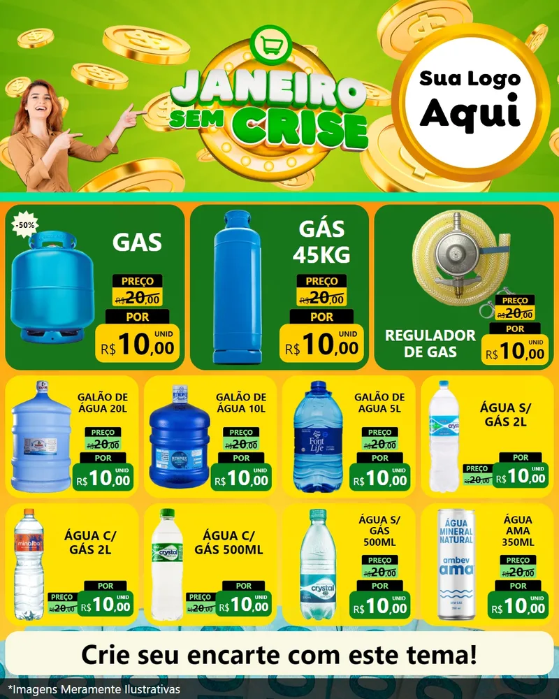 Modelo de Rede Social para Feed Instagram com o tema Janeiro Sem Crise para Água e gás