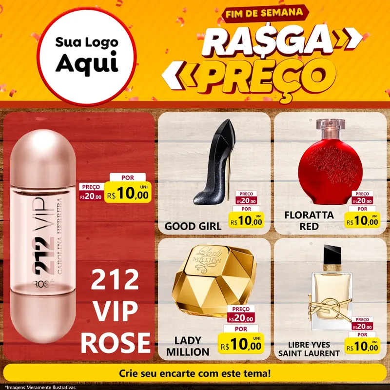 Modelo de Rede Social para Feed Facebook com o tema Fim de Semana Rasga Preços para Perfumes
