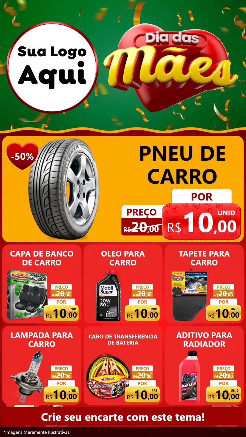 Modelo de Rede Social para Stories com o tema Dia das Mães para Auto peças