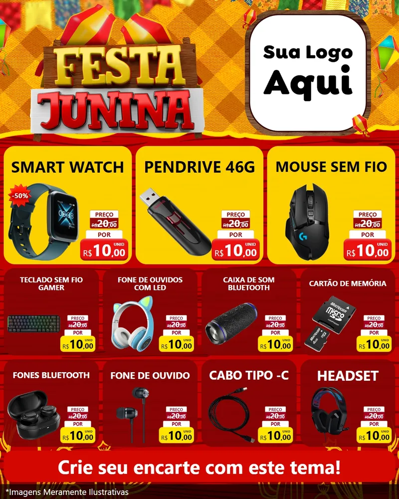 Modelo de Rede Social para Feed Instagram com o tema Festa Junina para Informática