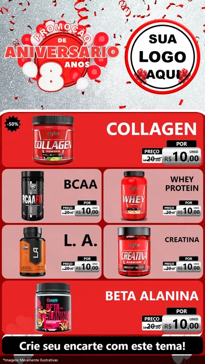 Modelo de TV para TV Vertical com o tema Promoção de Aniversário - 8 Anos para Suplementos alimentares