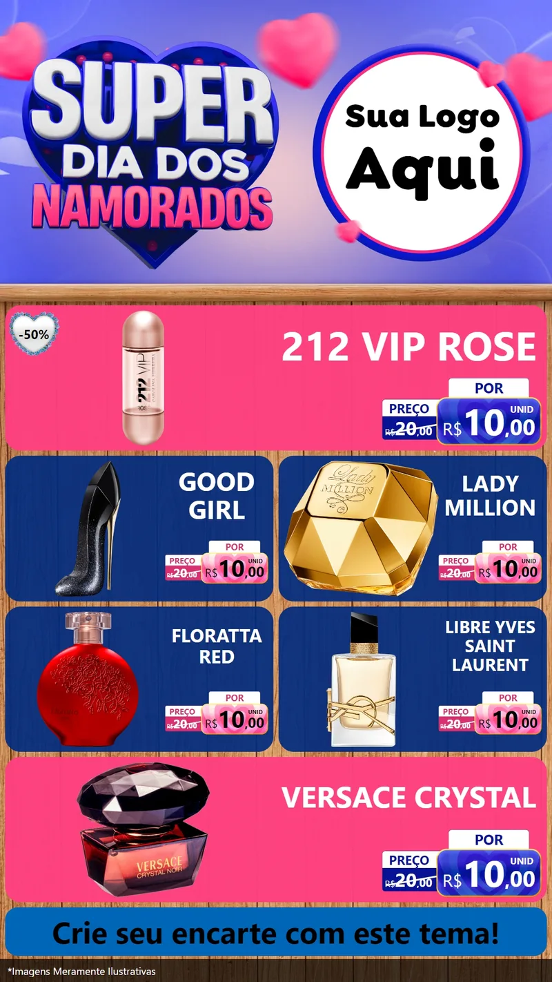 Modelo de TV para TV Vertical com o tema Super Dia dos Namorados para Perfumes