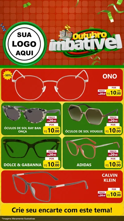 Modelo de TV para TV Vertical com o tema Outubro Imbatível para Óticas