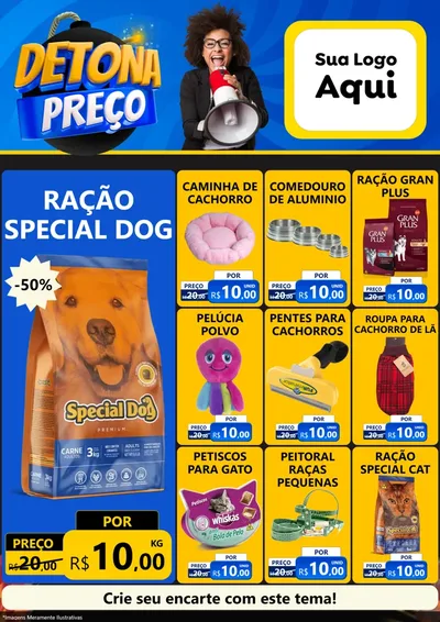 Modelo de Encarte para Encarte A4 Vertical com o tema Detona Preços para Pet Shop