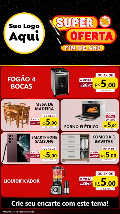 Modelo de TV para TV Vertical com o tema Super Oferta Fim de Ano para Móveis e Eletro