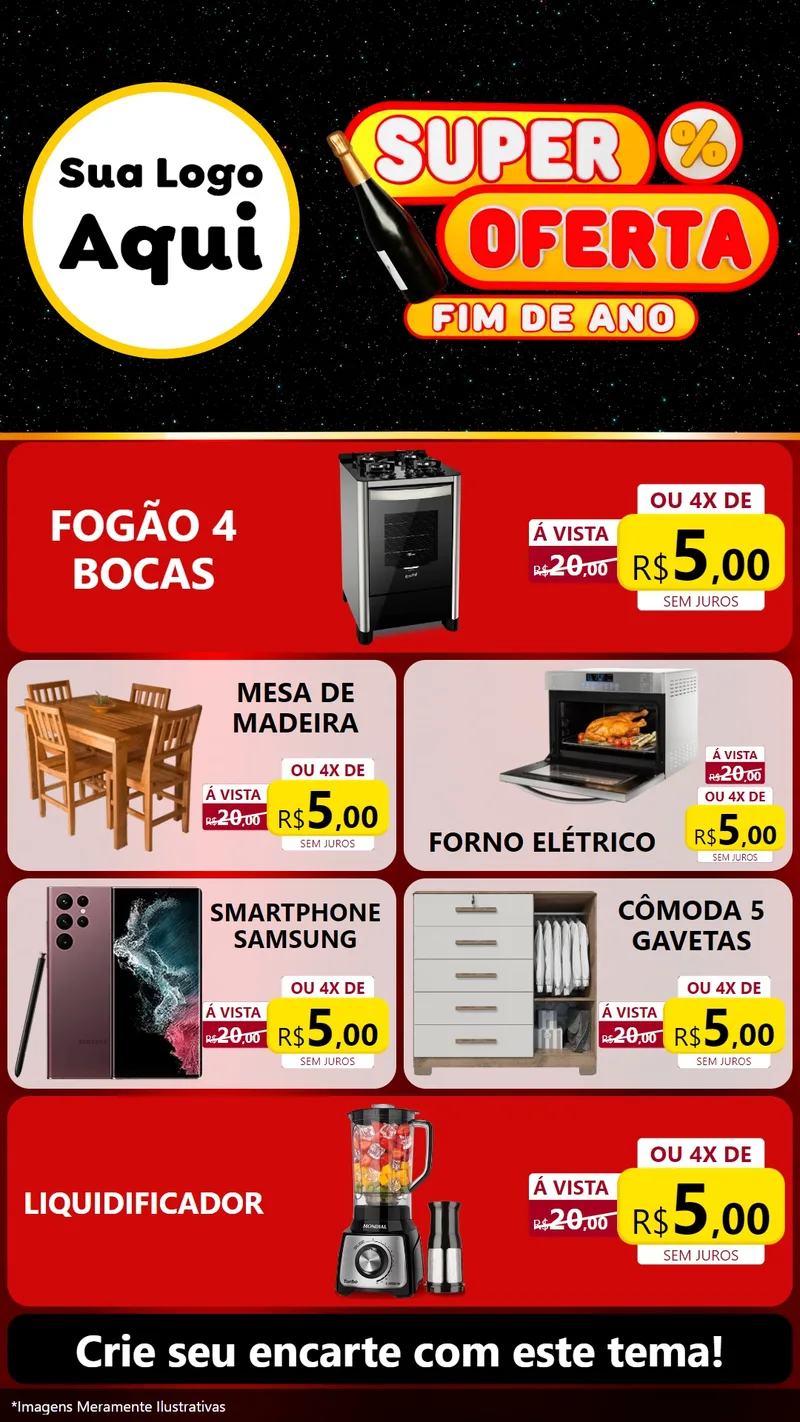 Modelo de TV para TV Vertical com o tema Super Oferta Fim de Ano para Móveis e Eletro