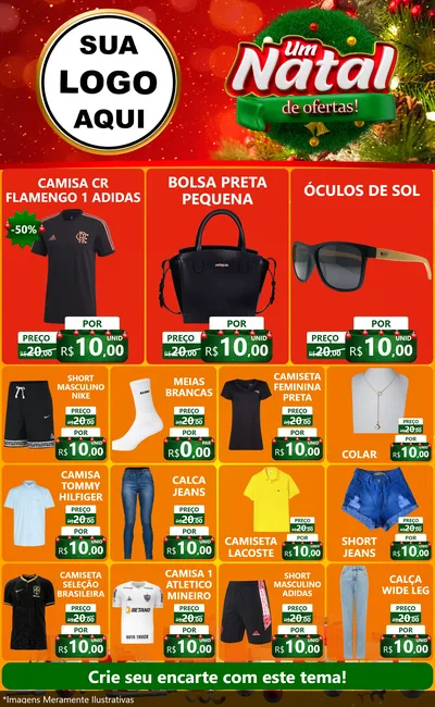 Modelo de Encarte para Encarte Grande com o tema Um Natal de Ofertas para Roupas e acessórios