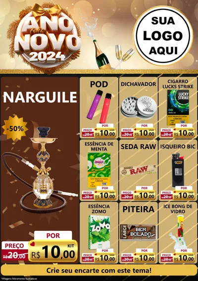 Modelo de Encarte para Encarte A4 Vertical com o tema Feliz Ano Novo 2027 para Tabacaria