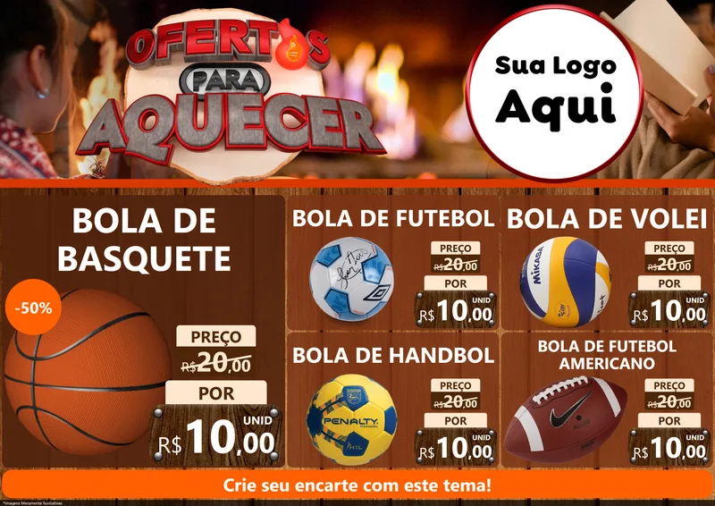Modelo de Encarte para Encarte A4 Horizontal com o tema Ofertas Para Aquecer para Artigos Esportivos