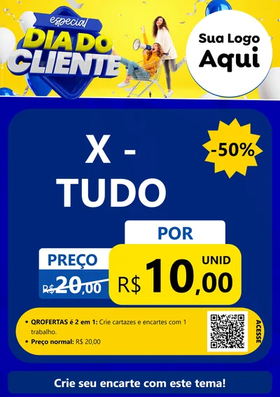 Modelo de Cartaz para Cartaz A4 Vertical com o tema Especial Dia do Cliente para Hamburgueria