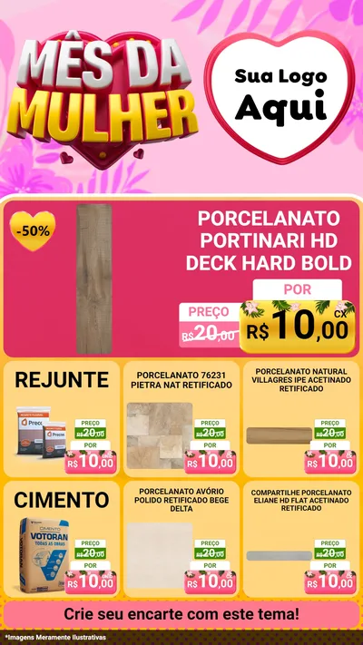 Modelo de Rede Social para Stories com o tema Mês da Mulher para Pisos e revestimentos
