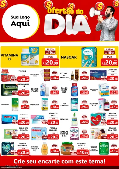 Modelo de Encarte para Encarte A4 Vertical com o tema Ofertão do dia para Farmácia