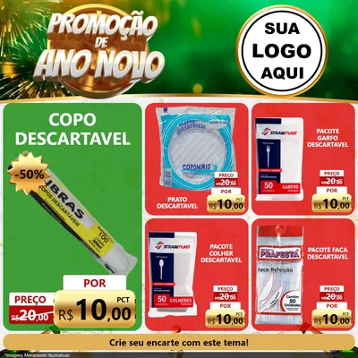 Modelo de Rede Social para Feed Facebook com o tema Promoção de Ano Novo para Embalagens