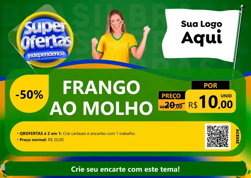 Modelo de Cartaz para Cartaz A4 Horizontal com o tema Super Ofertas de Independência para Restaurante